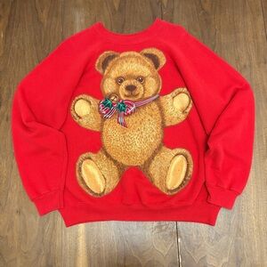 Vintage Red Teddy Bear Crewneck Christmas Sweatshirt